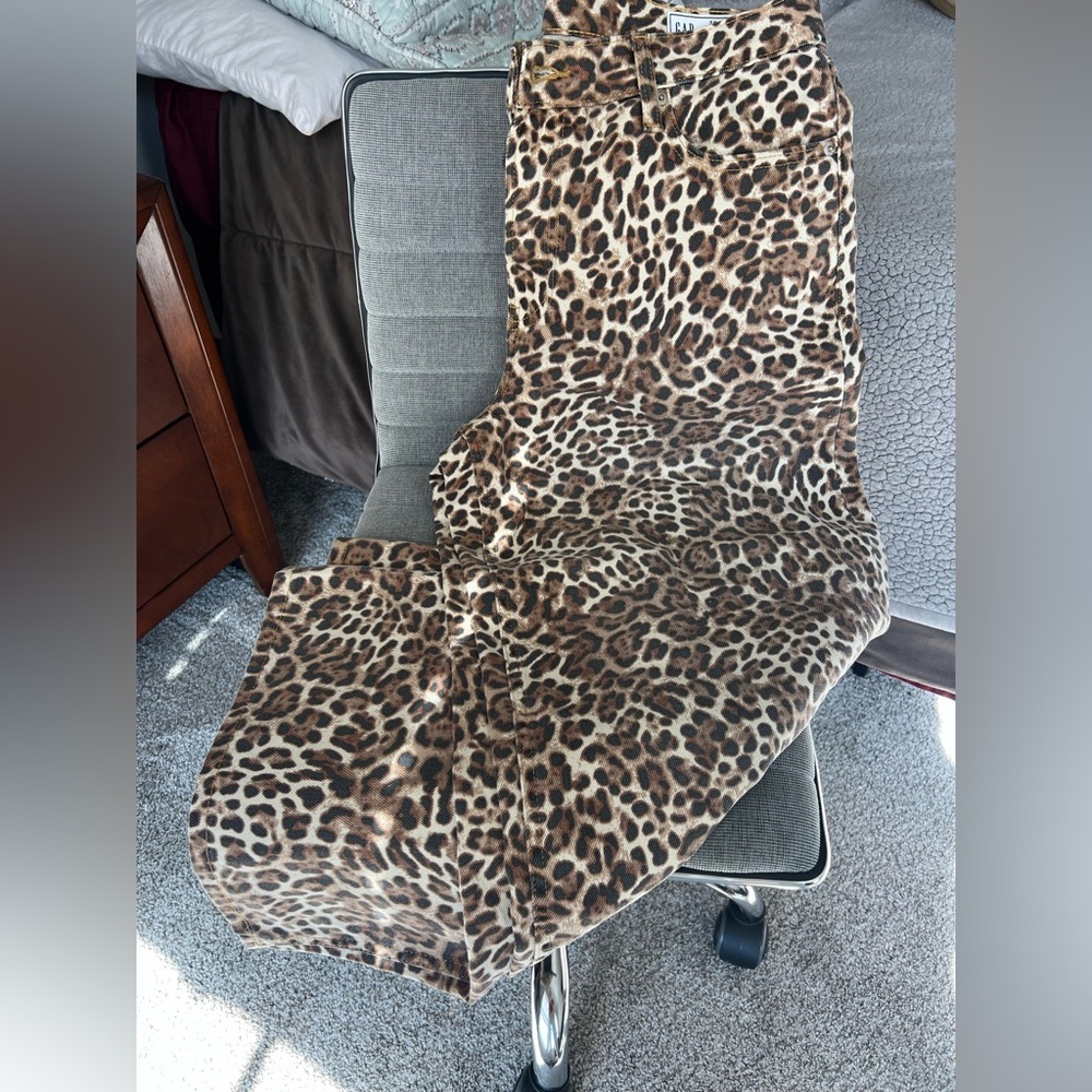 GAP Animal Print Baggy Mid Rise Jeans Pants 29Petite